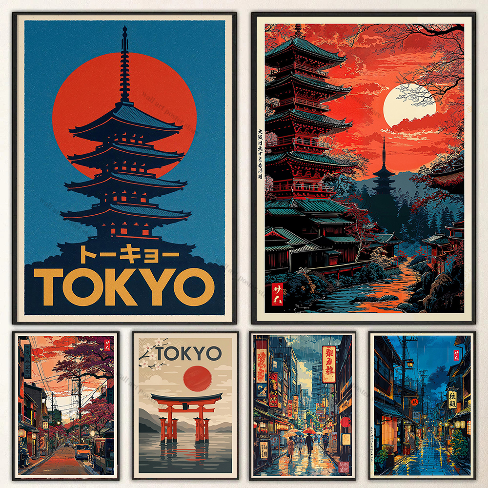Japanese Lifestyle Anime - Rainy Tokyo Japanese Woodblock Tea Emple