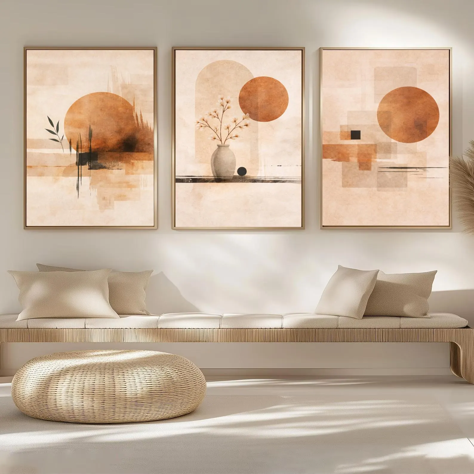 Lifestyle Of Japanese - 3PCS Neutral Abstract Sun Poster Minimalist