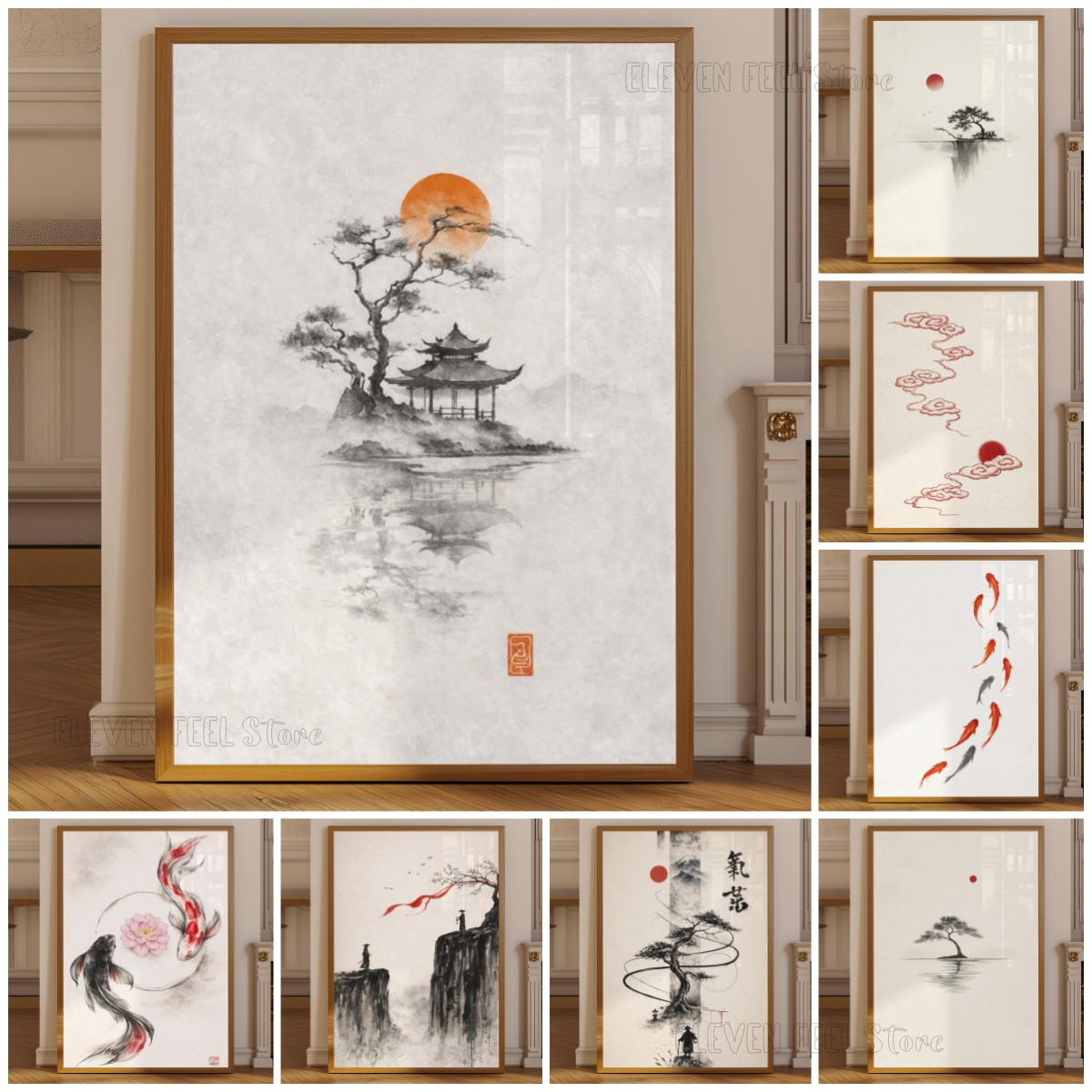 Japanese Minimalist Lifestyle - Japanese Ink Tree Poster Wabi Sabi