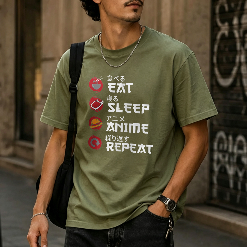 Japanese Lifestyle Anime - Eat Sleep Anime Repeat Japanese Kanji