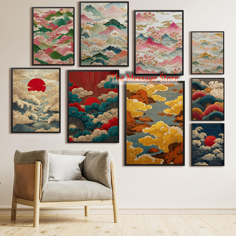 Lifestyle Of Japanese - Japanese Landscape Abstract Gold Clouds River