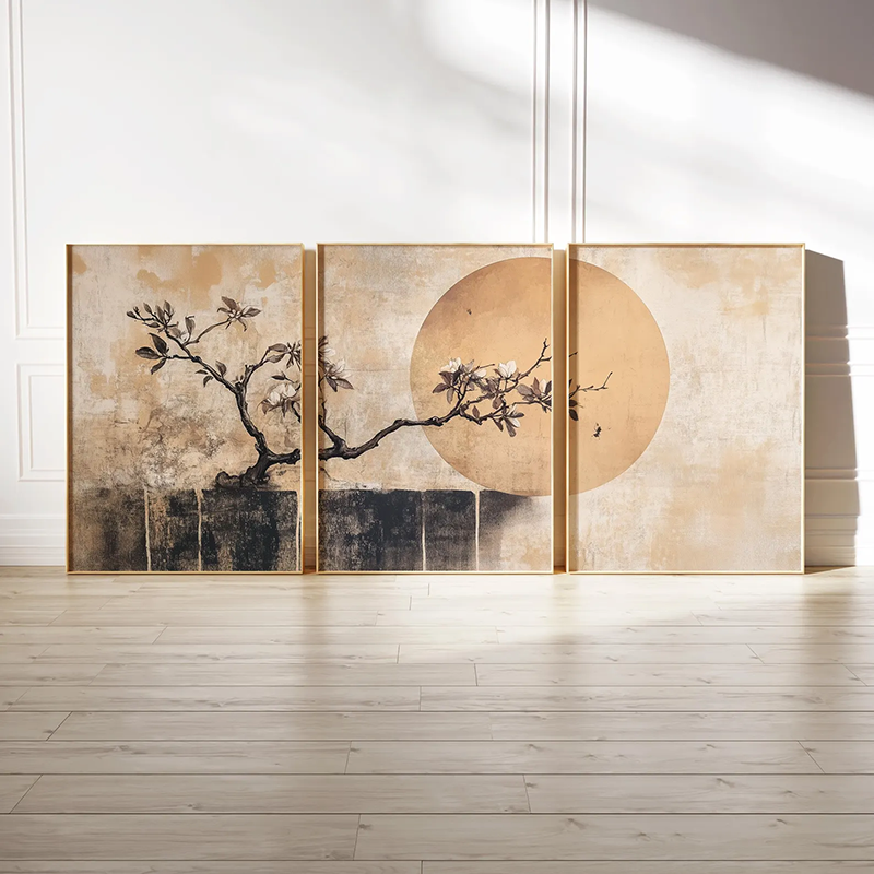 Japanese Minimalist Lifestyle - 3PCS Minimalist Japandi Wall Art Beige