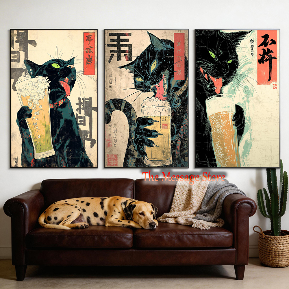 Japanese Quirky Cat Drinking A - Lifestyle Of Japanese review and price
