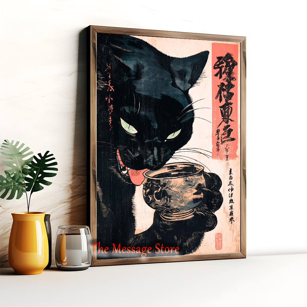 Japanese Quirky Cat Drinking A - Lifestyle Of Japanese review and price