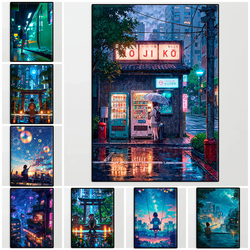 Japanese Punk Neon Street Scen - Japanese Lifestyle Anime review and price